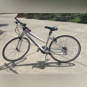 White and Purple Hybrid Bicycle